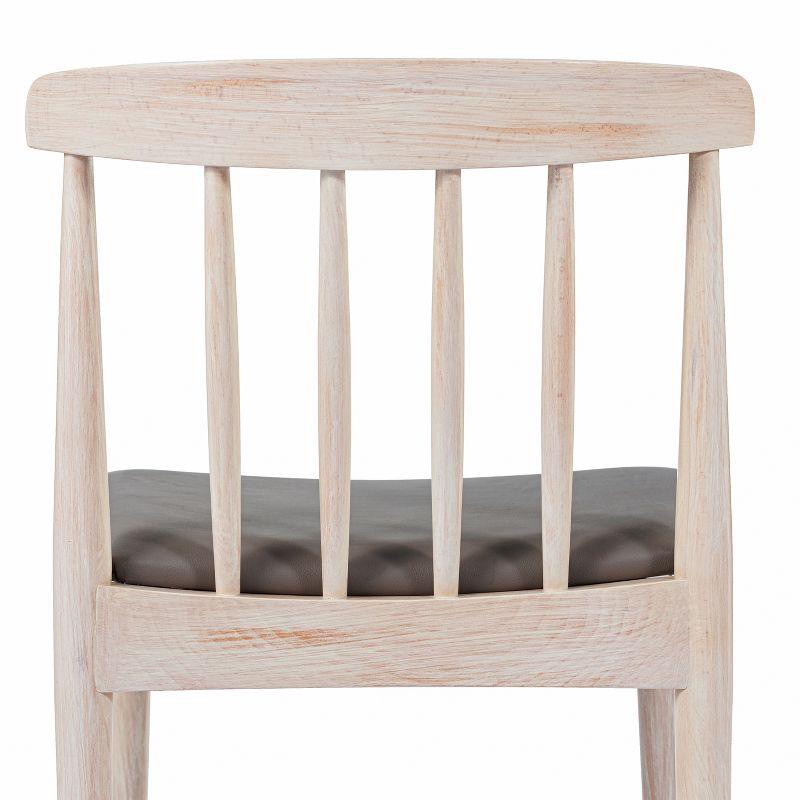 Emma and Oliver Set of 2 Solid Wood Dining Chairs with Spindle Backrests and Vinyl Seats, Antique White/Beige