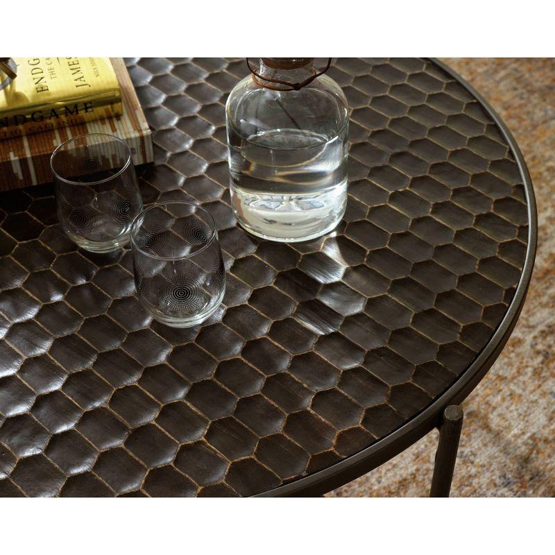 Doraley Coffee Table Black/Gray/Brown/Beige - Signature Design by Ashley: Honeycomb Top, Glazed Metal Base