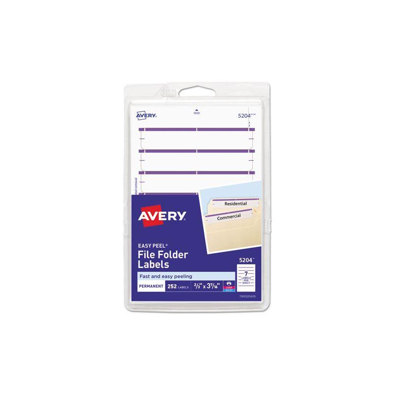 Avery Easy Peel Laser/Inkjet File Folder Labels 2/3" x 3 7/16" Purple 537829