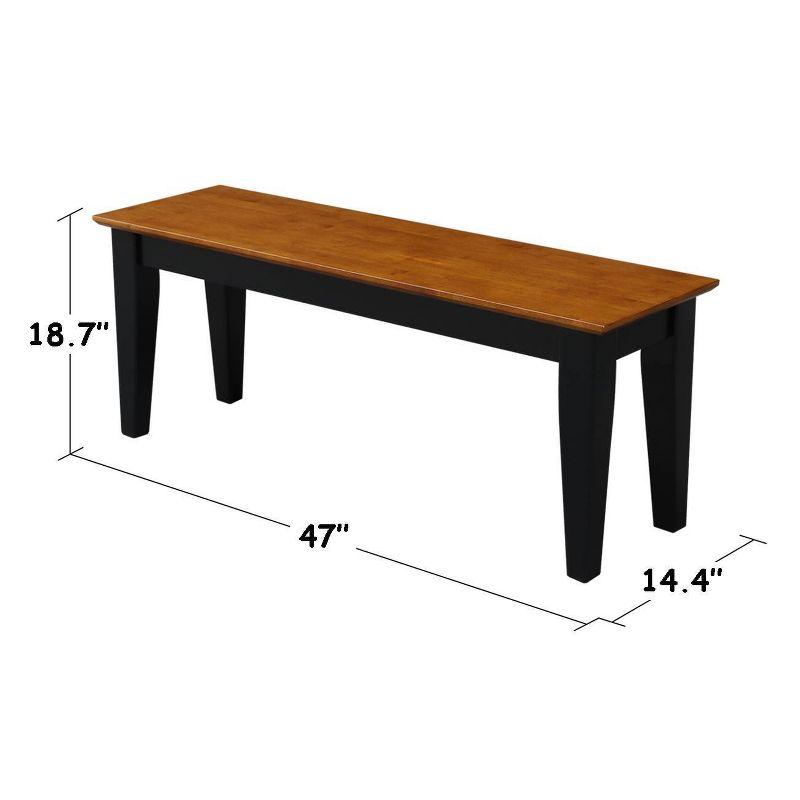 International Concepts Shaker Bench Black/Red : Hardwood Frame, Mid-Century Modern, Seats 3, 400lb Capacity