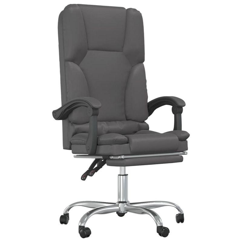 vidaXL Massage Reclining Office Chair Gray Faux Leather