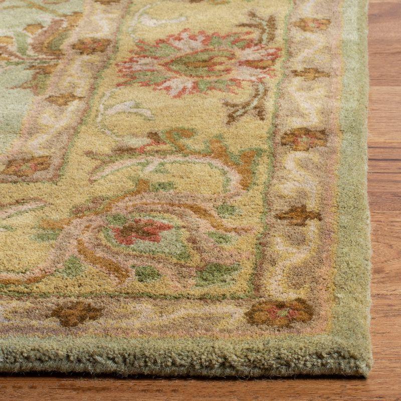 Elegant Heritage Green and Gold 8' Square Hand-Tufted Wool Rug