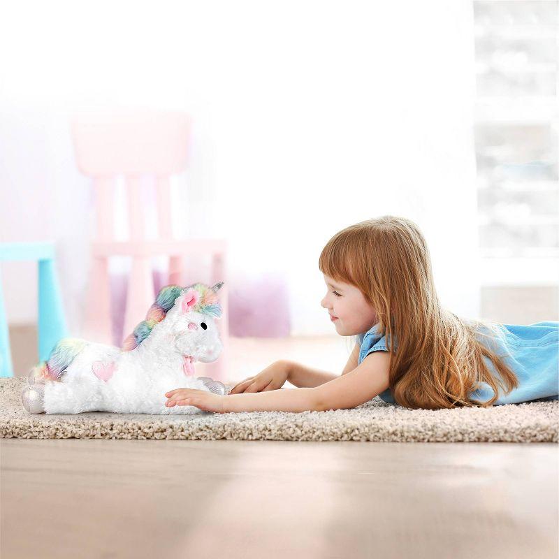 FAO Schwarz Glow Brights Toy Plush LED with Sound White Unicorn 15" Stuffed Animal