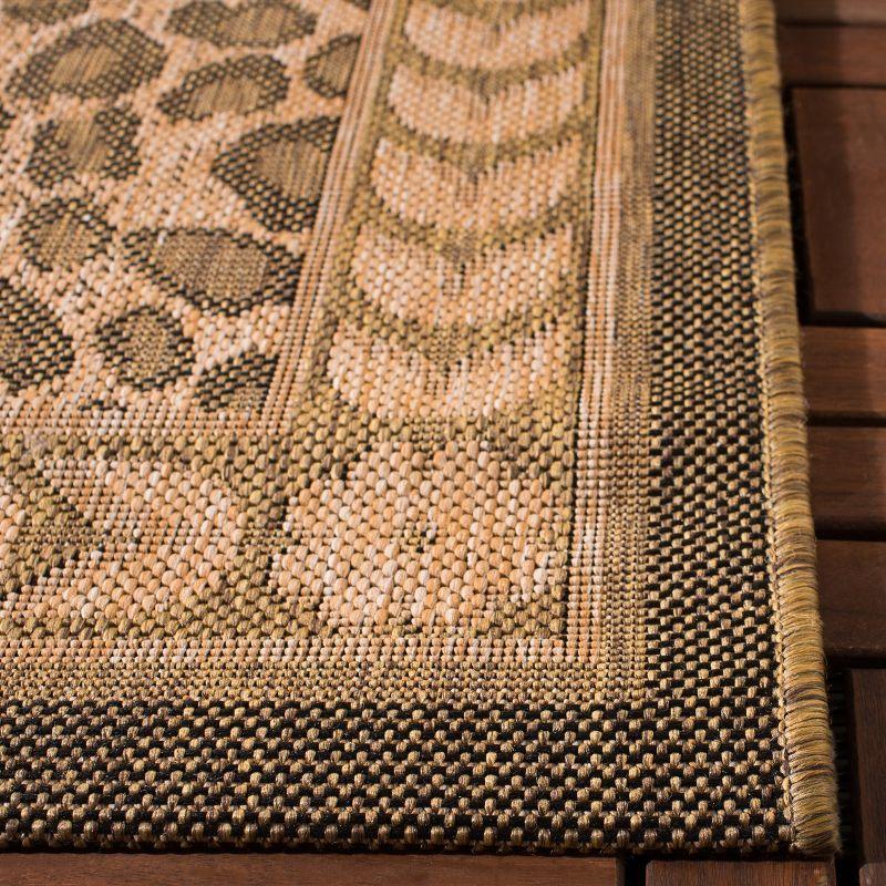 Brown Leopard Print Low Pile Outdoor Accent Rug