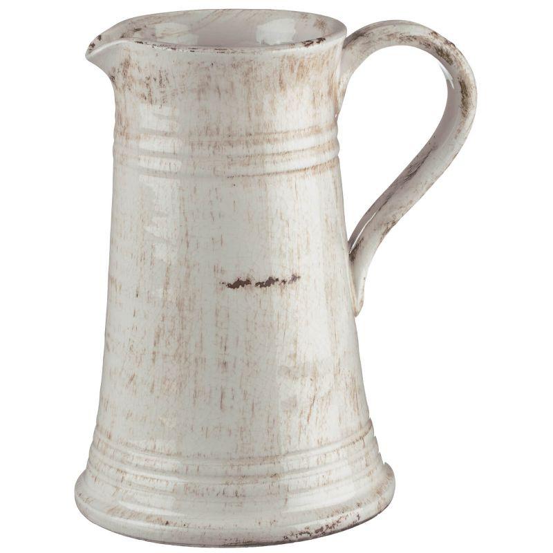 Sullivans Glazed Ceramic Decorative Vase Pitcher 10"H Off-White