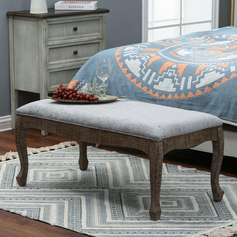LuxenHome Upholstered Gray Linen Entryway and Bedroom Bench
