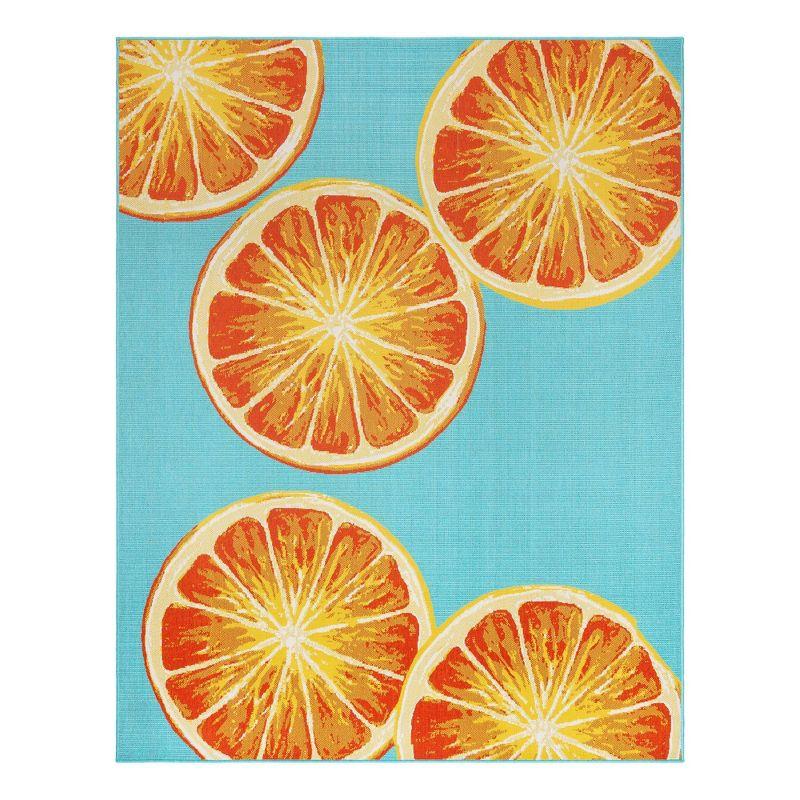 Gertmenian Jona Manna Teal/Orange Bright Citrus Indoor/Outdoor Flatweave Area Rug