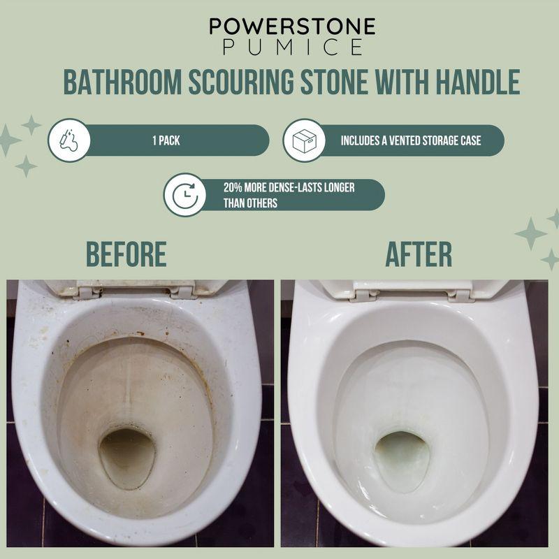 Powerstone Pumice Stone Toilet Bowl Cleaner with Handle (1-pack) - A Reliable and Harmless Solution for Cleaning