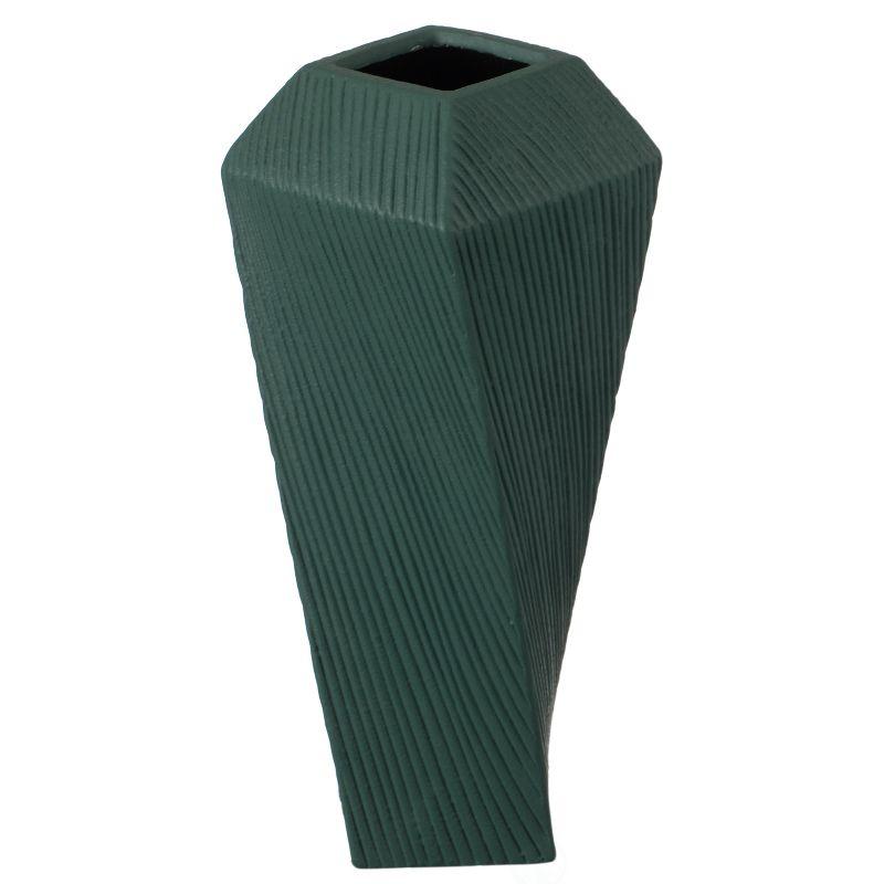 Uniquewise 12" H Decorative Ceramic Square Twisted Centerpiece Table Vase Green, Large