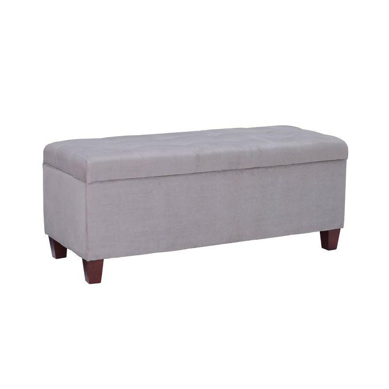 Carmen 48.5" Gray Microfiber Shoe Storage Ottoman with Cushioned Top