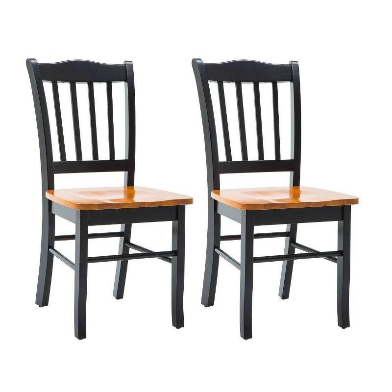 Set of 2 Shaker Wood Dining Chairs Black/Oak - Boraam: Rubberwood, Farmhouse Style, 300lbs Capacity