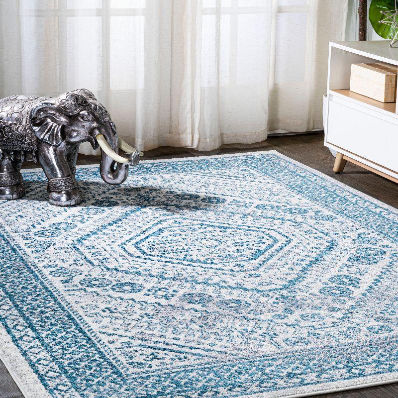 Blue and White Medallion 8' x 10' Synthetic Area Rug