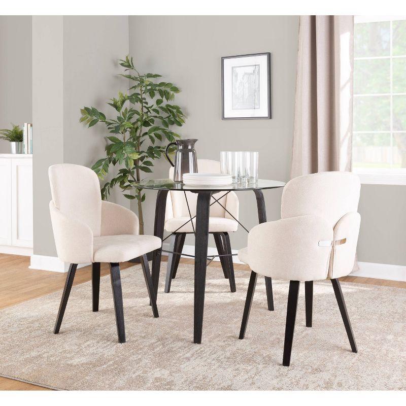 LumiSource 34" Trilogy Round Dining Table Black/Clear Glass: Mid-Century Modern Style, Seats 4, Wood Base