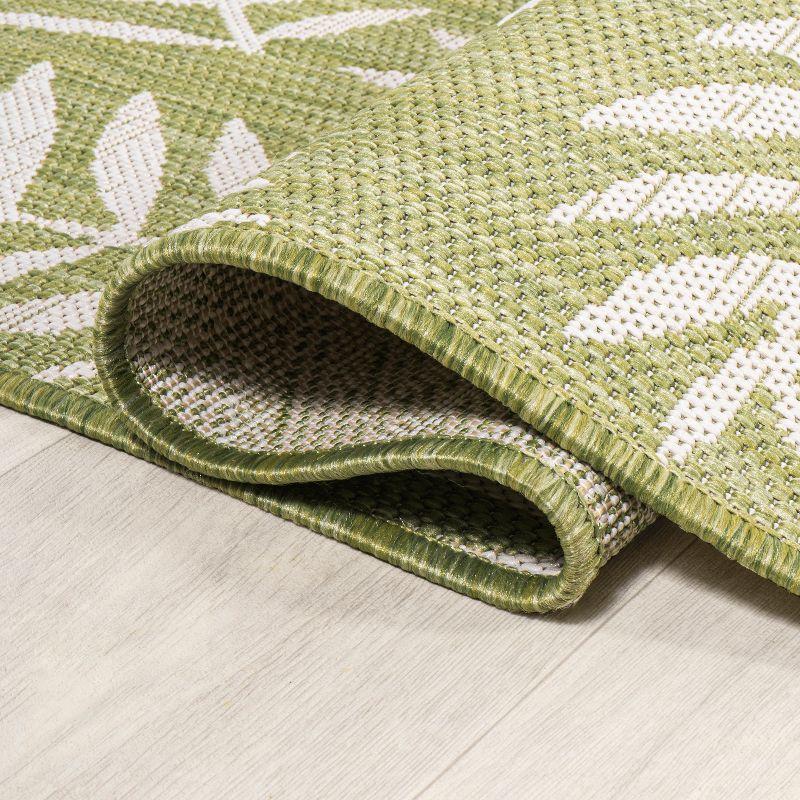 2' x 10' Nevis Palm Frond Indoor/Outdoor Runner Rug, Green/Cream - JONATHAN Y