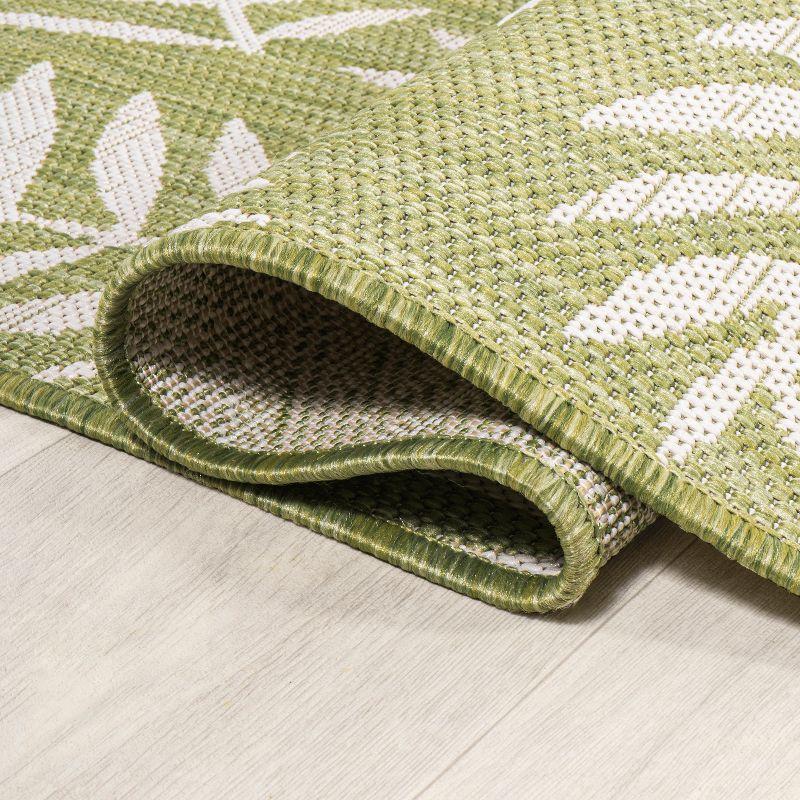 Nevis 2x10 Green and Cream Synthetic Flat Woven Runner Rug