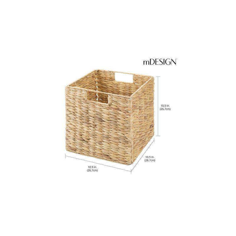 Natural Wicker Cube Storage Bins with Handles, Set of 4