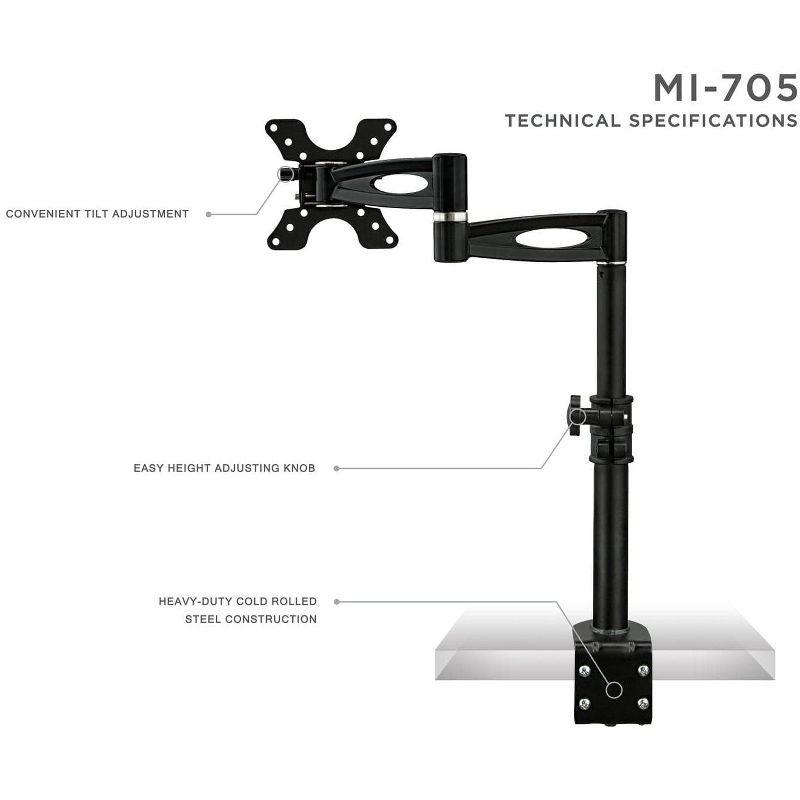 Mount-it Mount-It Full Motion Height Adjustable Single Monitor Arm Mount | Fits 13 - 30 in. Computer Screens