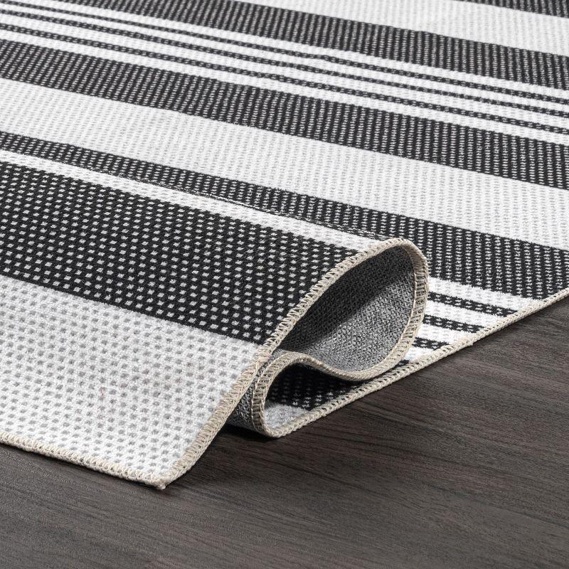 Nuloom Lena Pet Friendly Machine Washable Striped Area Rug, 3' x 5', Charcoal
