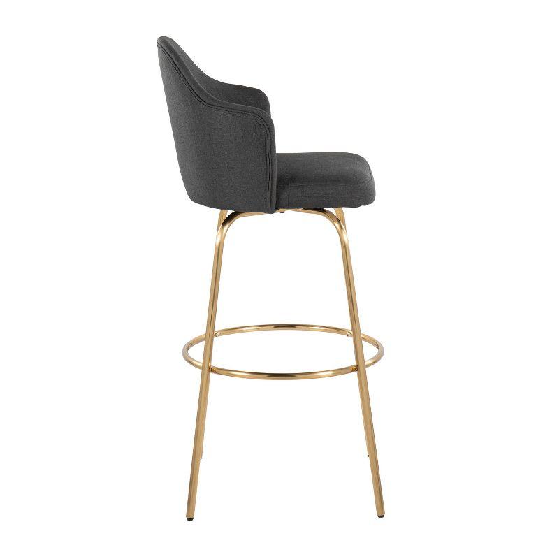 Set of 2 Ahoy Polyester/Metal Barstools Gold/Charcoal - LumiSource: Swivel, Upholstered, Fixed Height