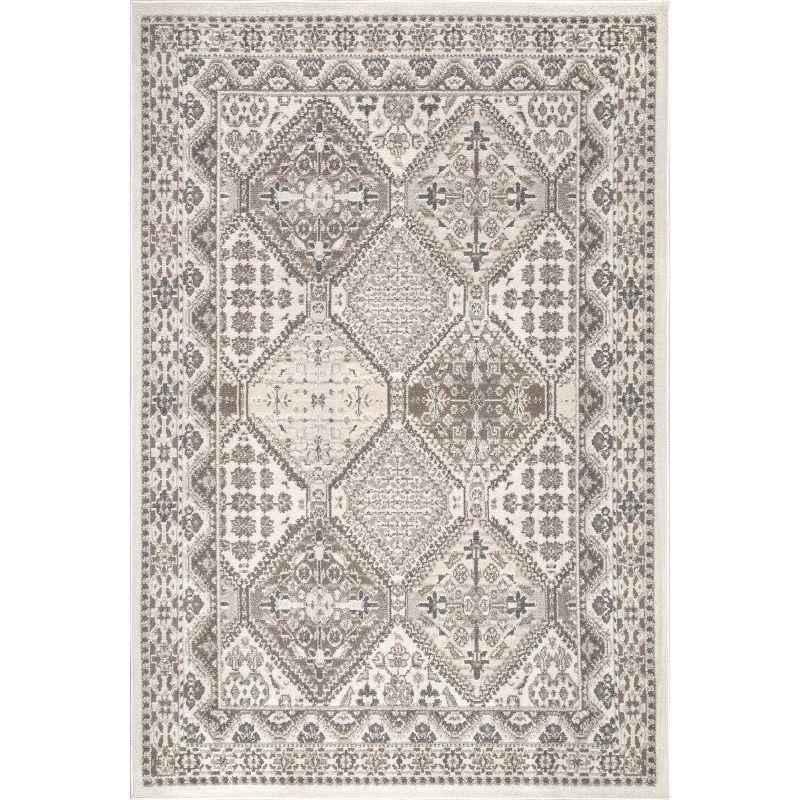 Nuloom 4x6 Becca  Tiled Indoor Area Rug, Beige, Faded Transitional Design, Stain Resistant, BedroomLiving Room, Kitchen,