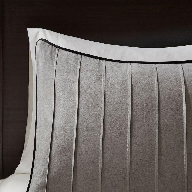 Gray Microsuede Queen 7-Piece Reversible Comforter Set