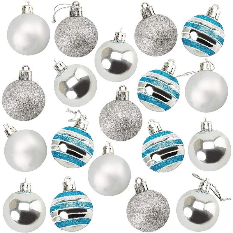 36-Pack Silver and Blue Shatterproof Christmas Tree Ornaments