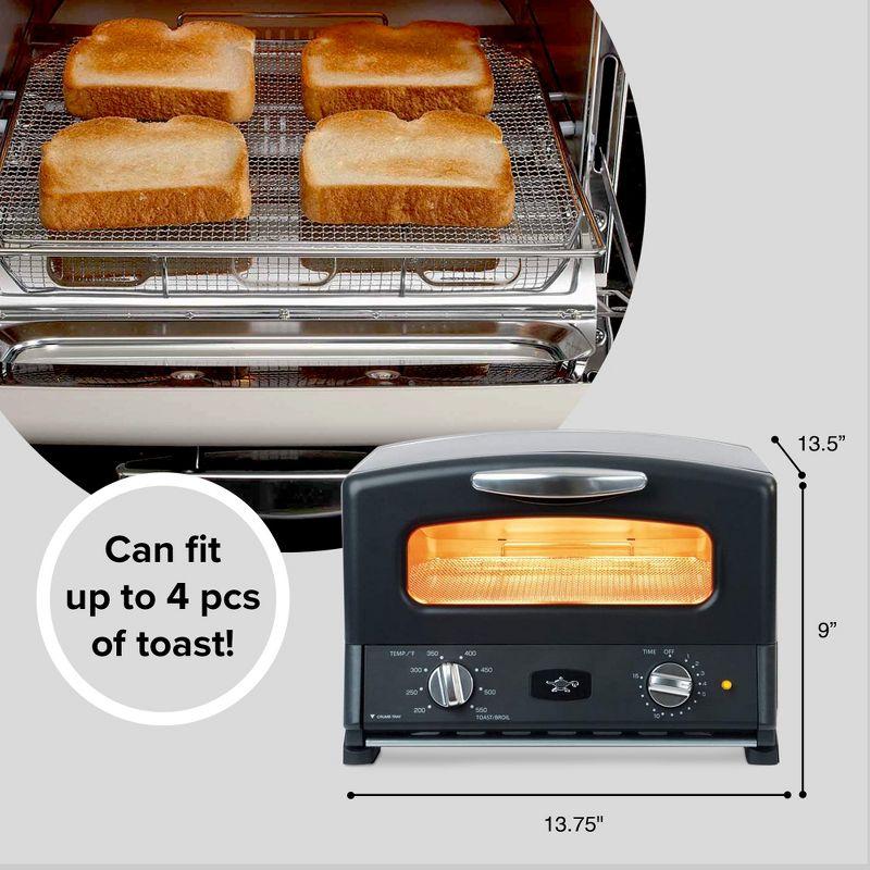Sengoku SET-G16A(K) HeatMate Instant Heat Compact Countertop Graphite Toaster Technology Oven with 4 Non-Stick Pans for Toasting and Baking, Black