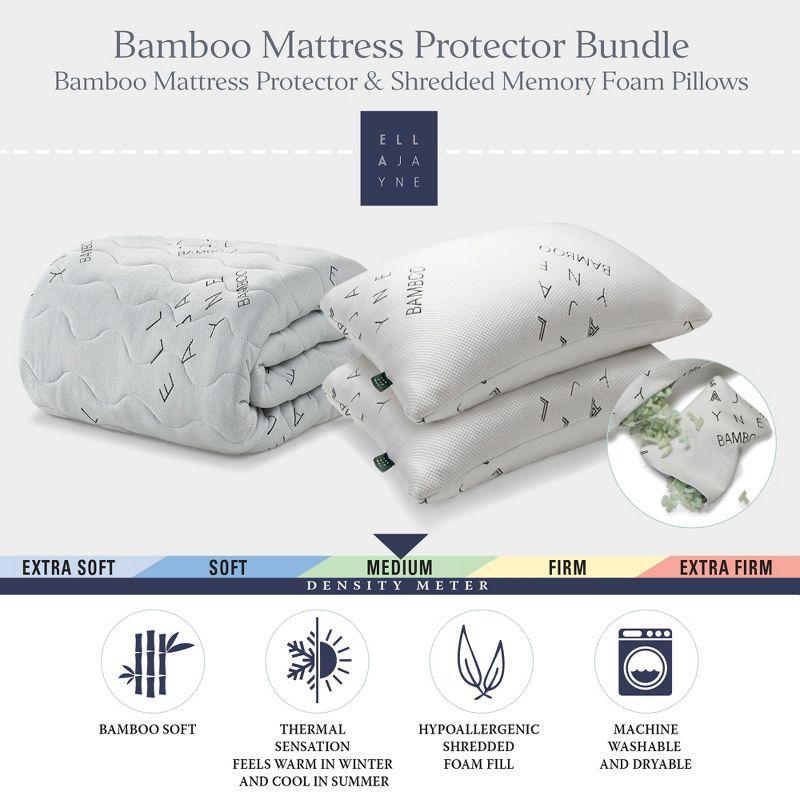 Ella Jayne Home Ella Jayne Bamboo 2-Piece Bundle: Bamboo Mattress Pad & Shredded Memory Foam Pillow Jumbo