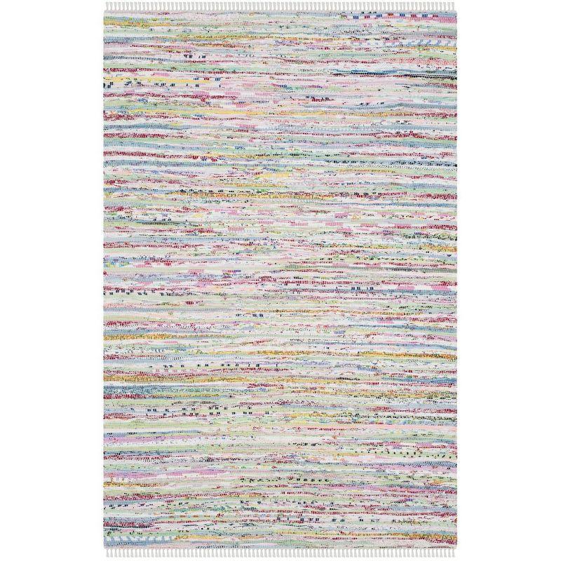 Rag Rug RAR125 Hand Woven Indoor Area Rug - Light Green/Multi - 4'x6' - Safavieh.