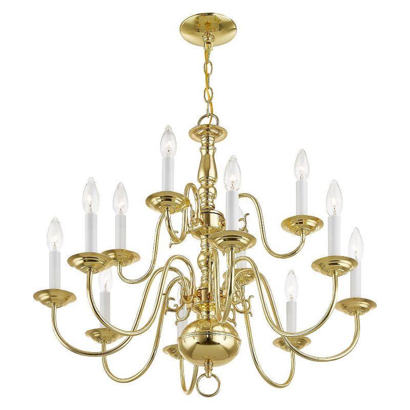 Livex Lighting Williamsburgh 12 - Light Chandelier in  Polished Brass