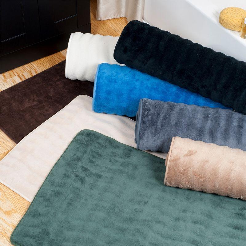 Taupe Memory Foam Bathroom Mats with Microfiber Top and Non-Slip Backing - Set of 2