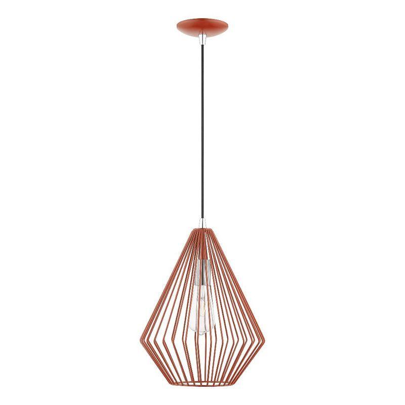 Livex Lighting Linz 1 - Light Pendant in  Shiny Red/Polished Chrome