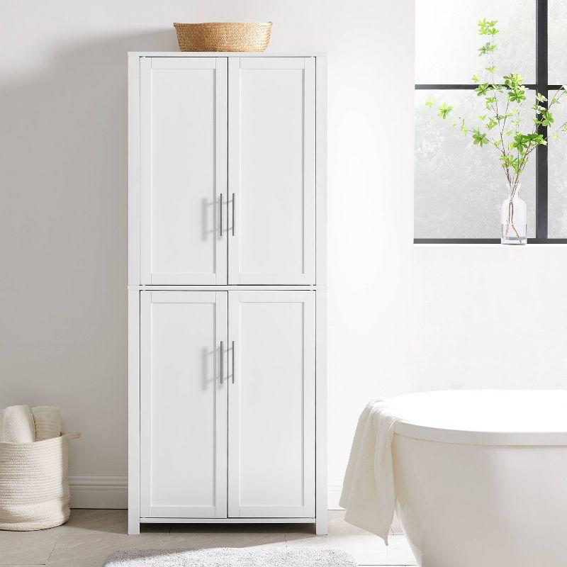 Savannah Tall Pantry White - Crosley: Shaker-Style Doors, 6 Adjustable Shelves, MDF Wood