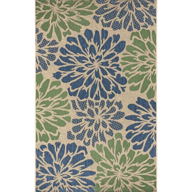 Zinnia Modern Floral Textured Weave Indoor/Outdoor Area Rug - JONATHAN Y