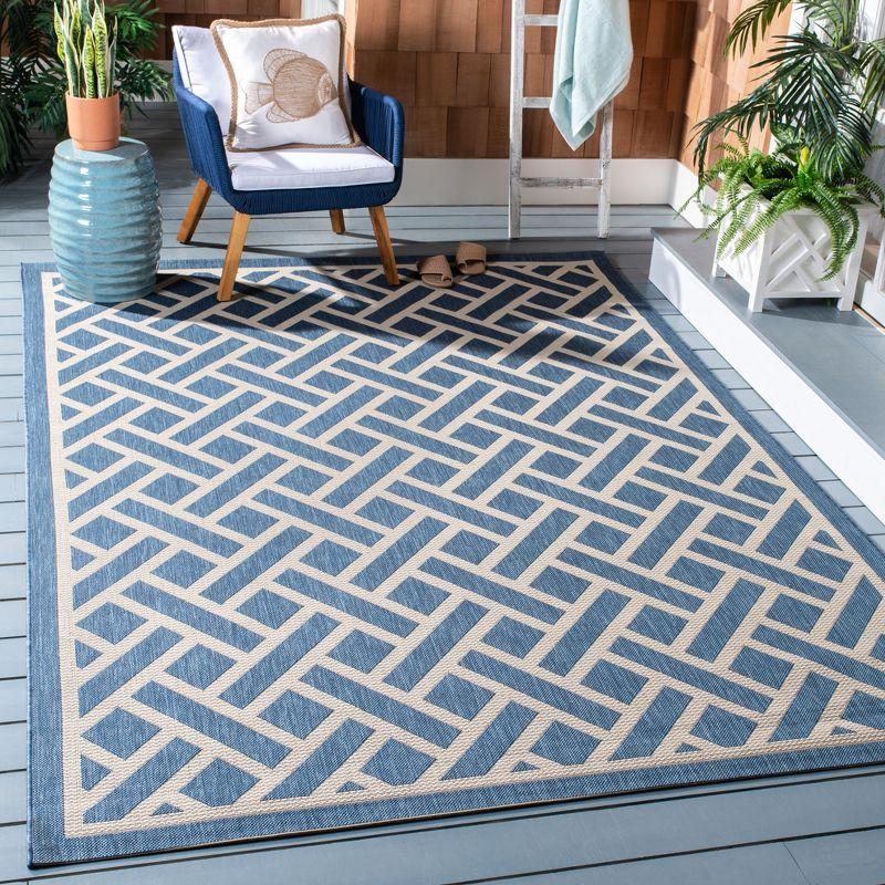 Courtyard CY6306 Power Loomed Indoor/Outdoor Area Rug - Blue/Light Beige - 6'7"x9'6" - Safavieh.