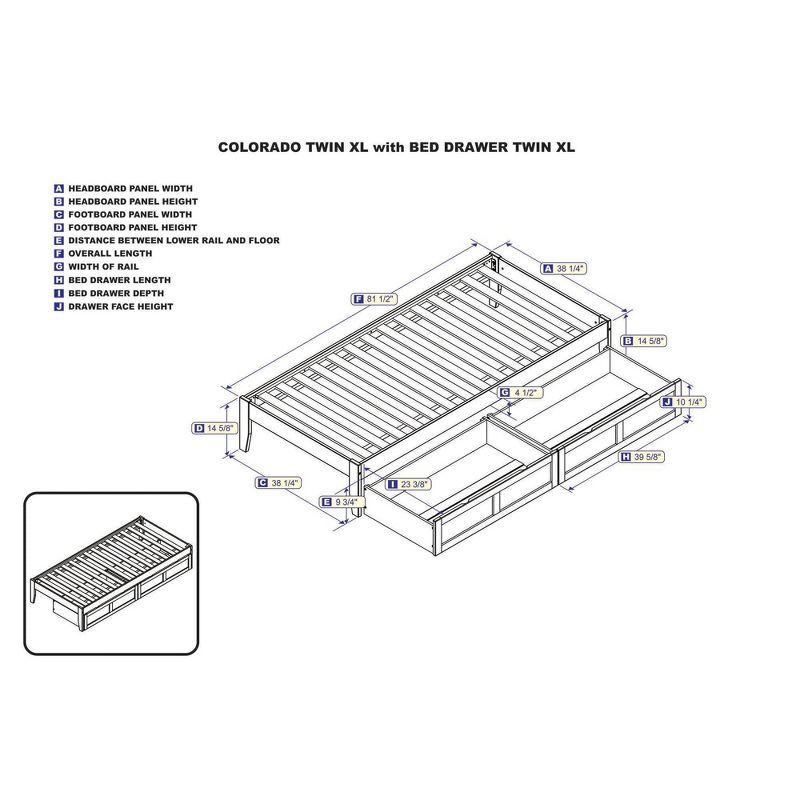 Twin XL Colorado Bed with 2 Drawers Espresso - AFI: Wood Frame, No Box Spring Needed, Storage Solution