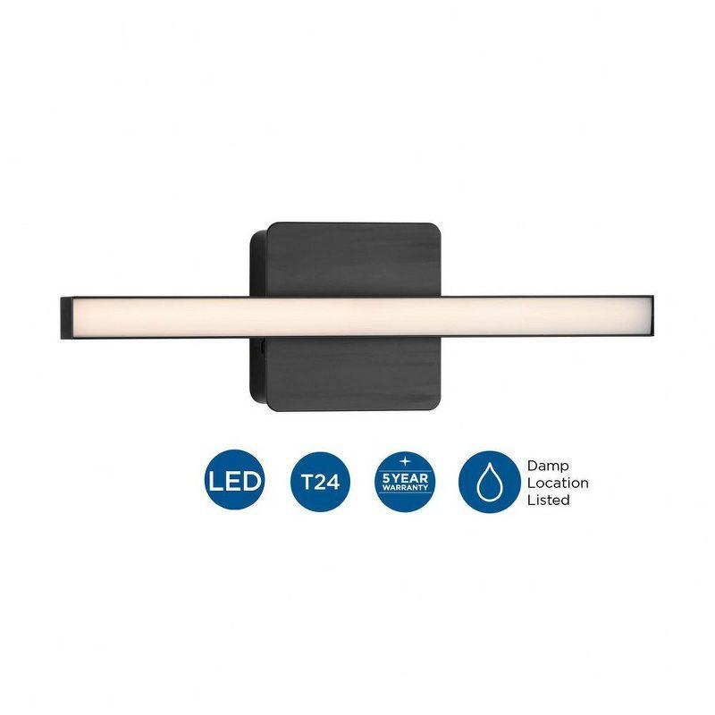 Progress Lighting Phase 4 1-Light LED Linear Vanity Light, Matte Black, Rectangular Acrylic Shade