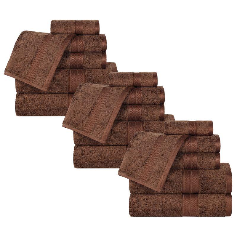 Rayon From Bamboo Cotton Blend Solid Assorted 18 Piece Bathroom Towel Set, Cocoa - Blue Nile Mills