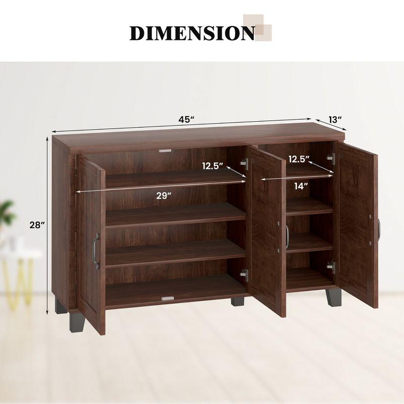 Costway 3-Door Buffet Sideboard Storage Credenza Cabinet Console Adjustable Shelf Brown