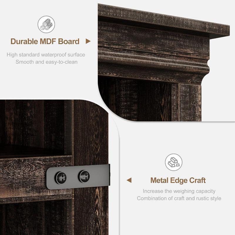 5-Tier Wooden Bookshelves with Cabinet Doors and Bookcases with Doors Floor Bookshelves and Office Storage Cabinets