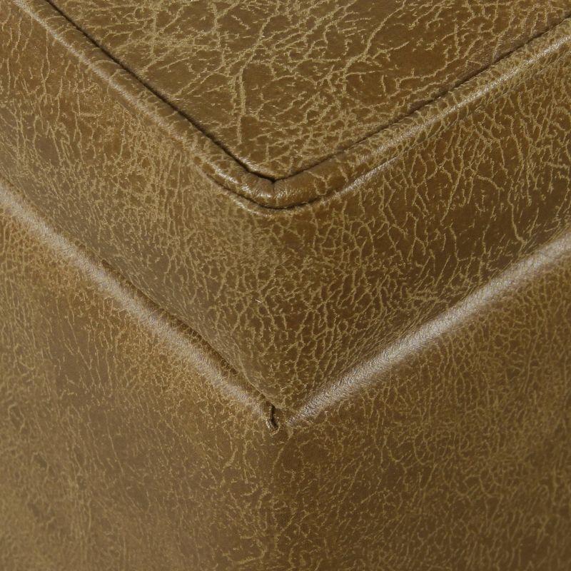Square Tufted Faux Leather Storage Ottoman Brown - HomePop