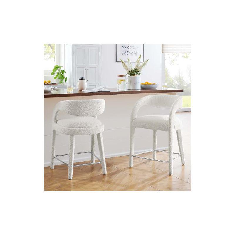 Modway Pinnacle Boucle Upholstered Counter Stool Set of Two