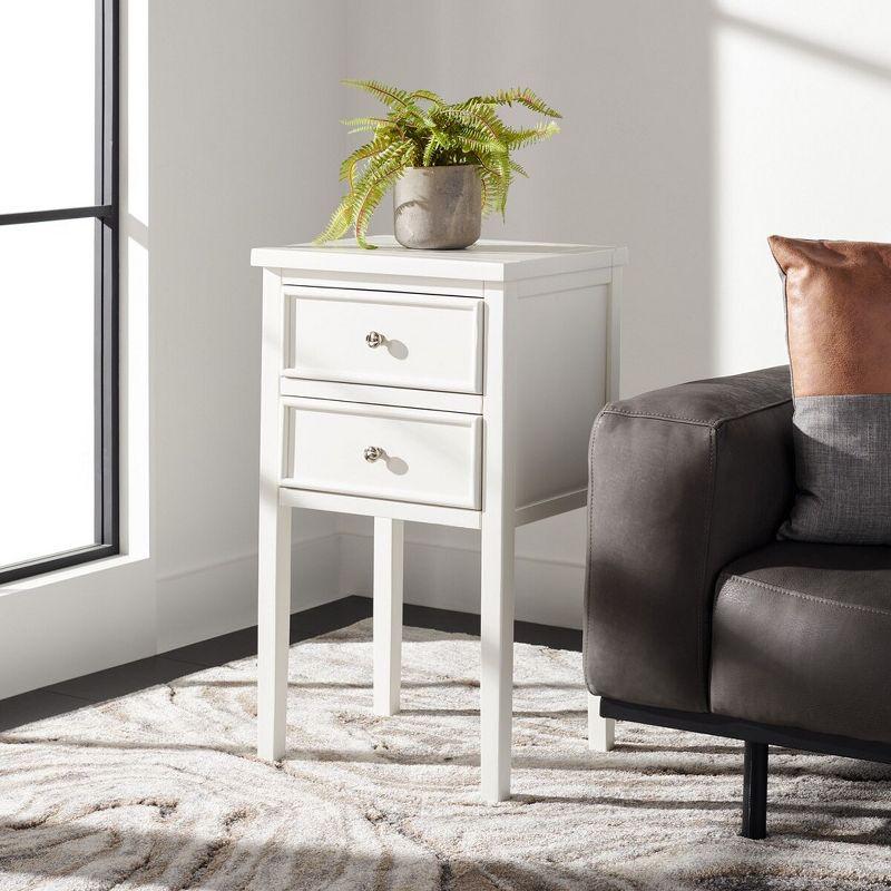 Toby Accent Table with Storage Drawers - White - Safavieh.