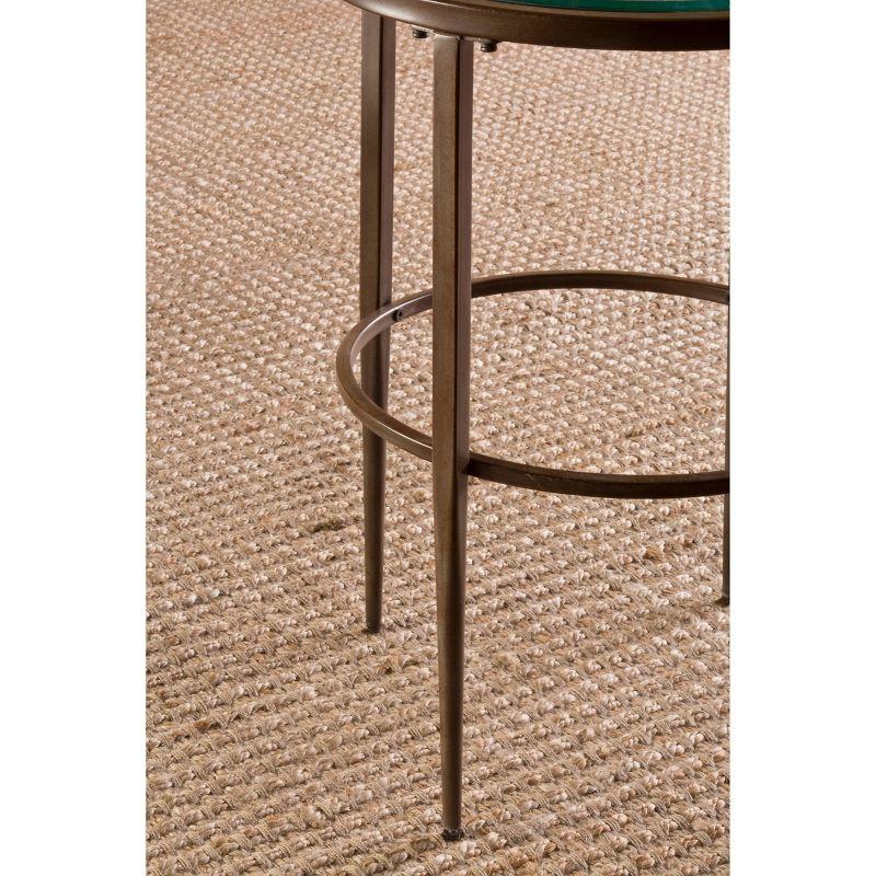 Marsala Boho-Inspired Metal & Glass Round End Table in Gray with Brown Rub