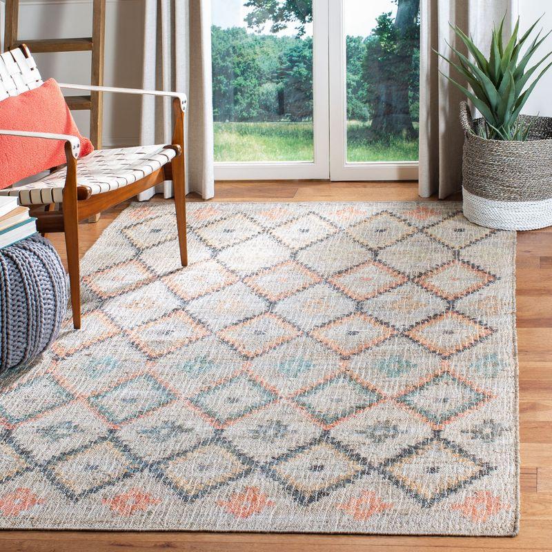 Nomadic Elegance Beige & Gold 4' x 6' Reversible Wool-Cotton Rug