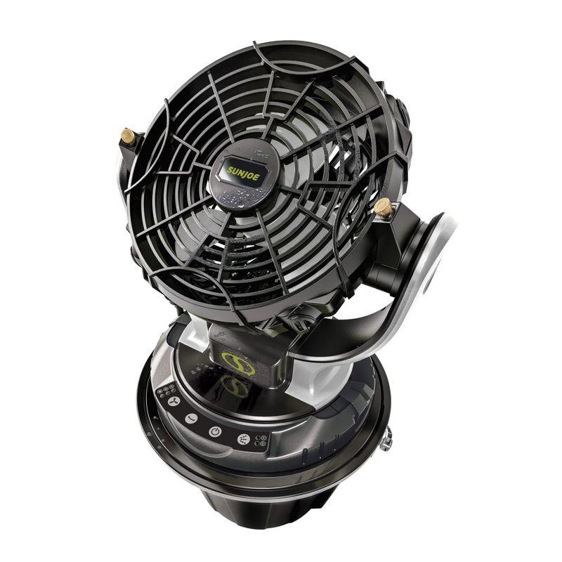 Sun Joe 24 Volt IONMAX Cordless Misting Fan Kit, Indoor or Outdoor, with 6 Gallon Portable Bucket, 60 Square Foot Coverage, 2.0-AH Battery and