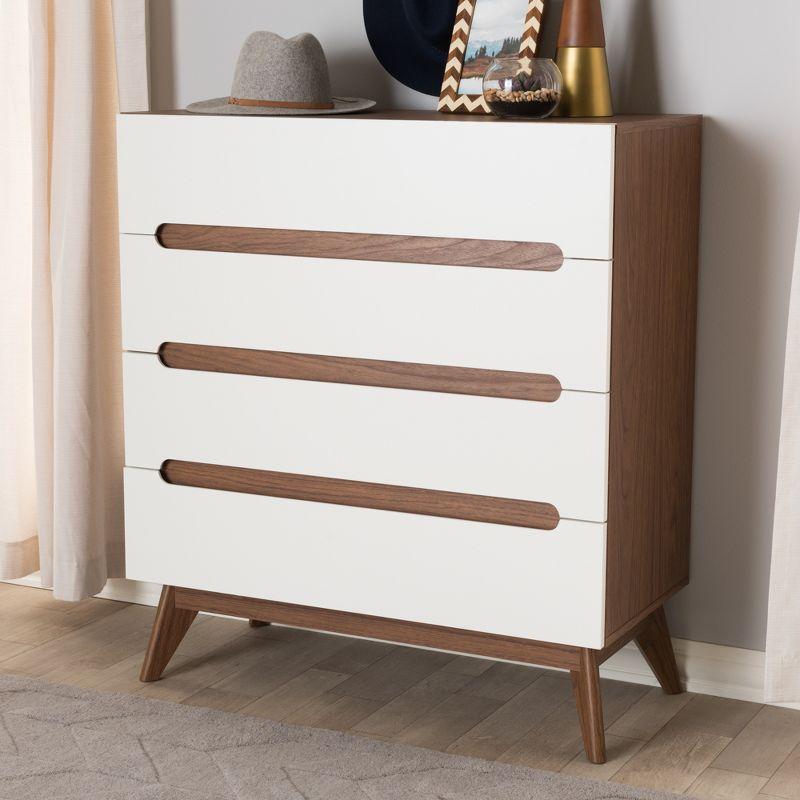 Calypso Mid-Century Modern Wood 4 Drawer Storage Chest Brown - Baxton Studio: Sleek Scandinavian Design, Space-Saving