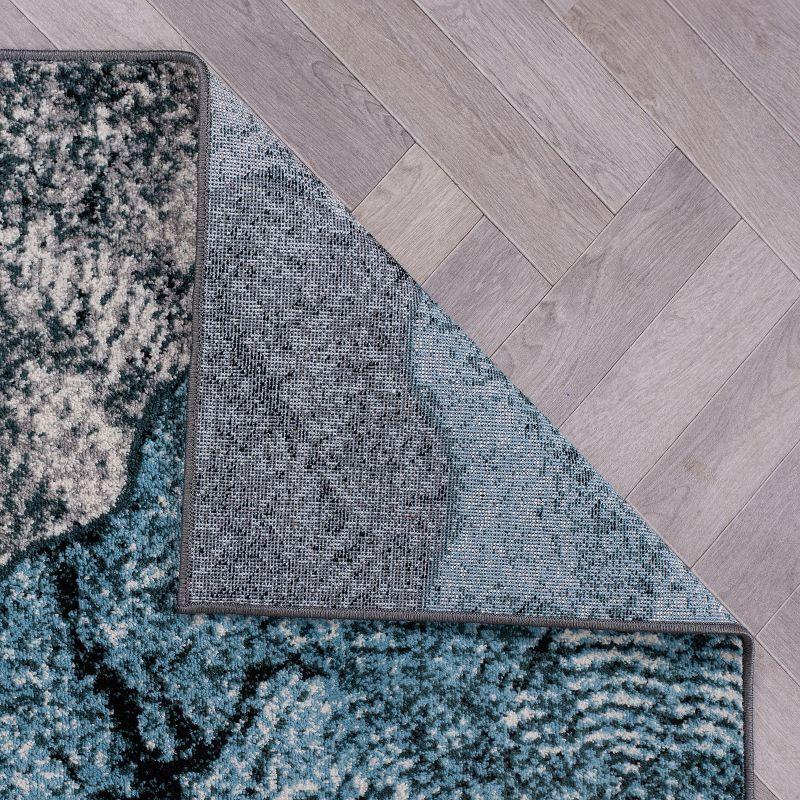 World Rug Gallery Contemporary Floral Design Area Rug - Blue 5'x7'
