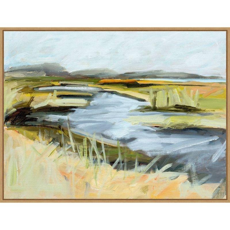 Large Framed Canvas Wall Art Print in Earth Tones