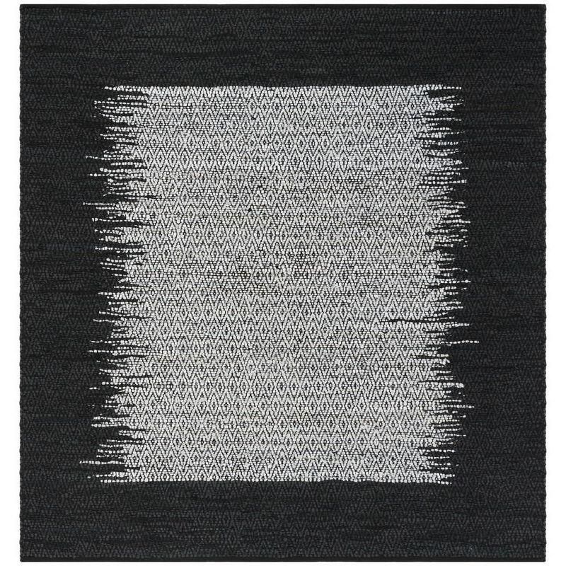Vintage Leather VTL387 Hand Woven Indoor Area Rug - Light Grey/Black - 6'x6' - Safavieh.